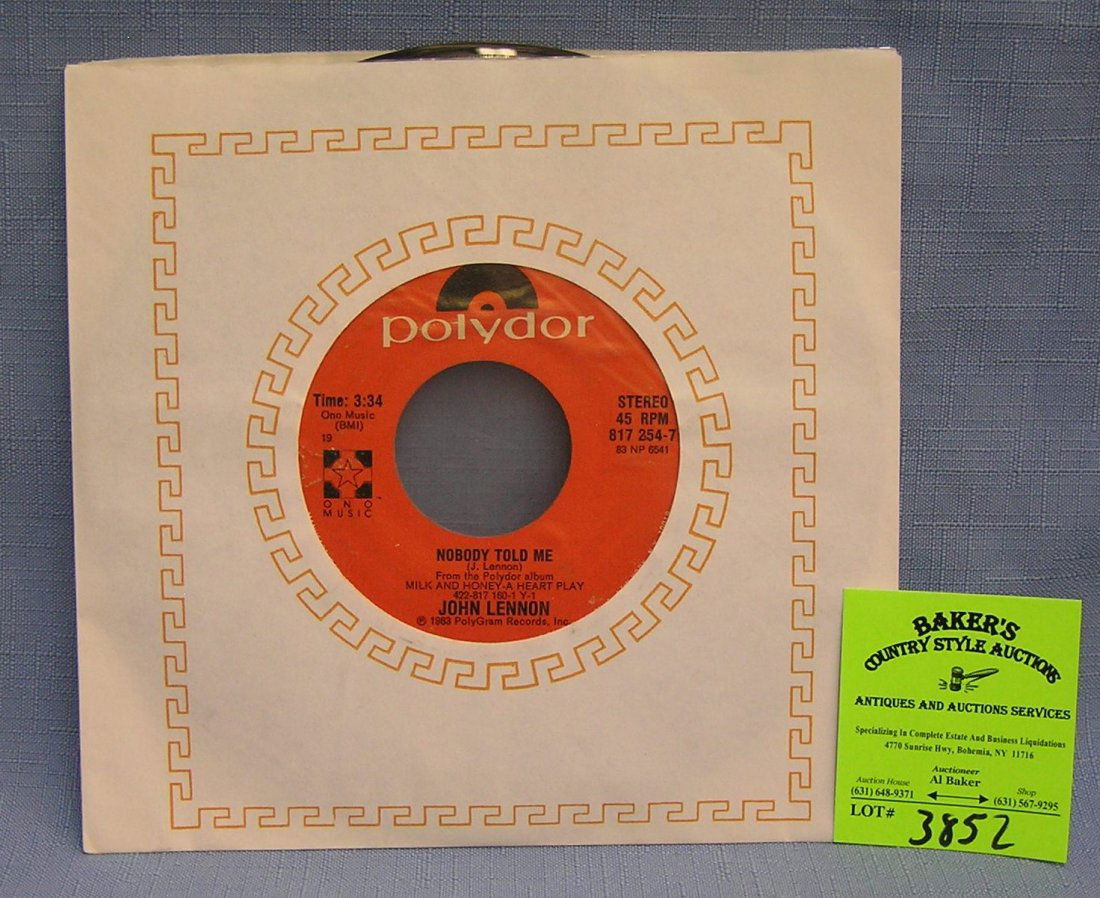 Vintage John Lennon record album by Polydor: Vintage John Lennon 45rpm record by Polydor $15.00-$20.00