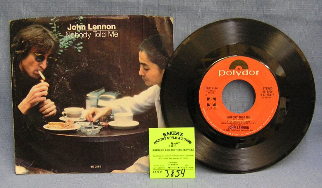 Vintage John Lennon and Yoko Ono record album by: Vintage John Lennon and Yoko Ono 45rpm record by Polydor with picture sleeve $25.00-$30.00