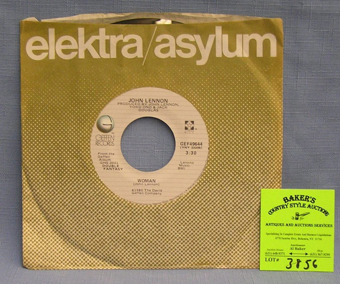 Vintage John Lennon and Yoko Ono record album: Vintage John Lennon and Yoko Ono 45rpm record by Geffen records $15.00-$20.00