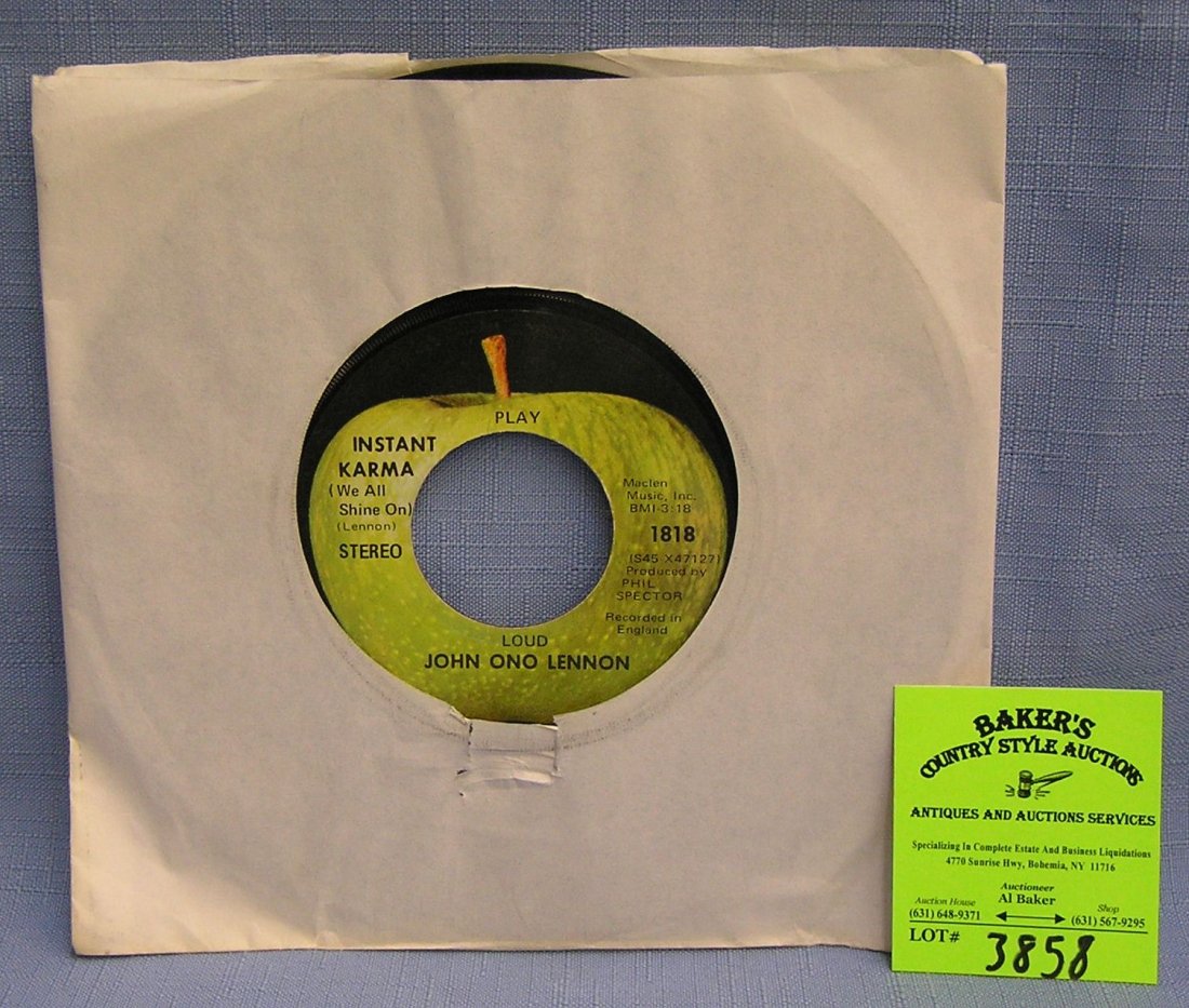 Vintage John and Yoko Ono record album on Apple Records: Vintage John and Yoko Ono 45 rpm record on Apple Records $15.00-$20.00