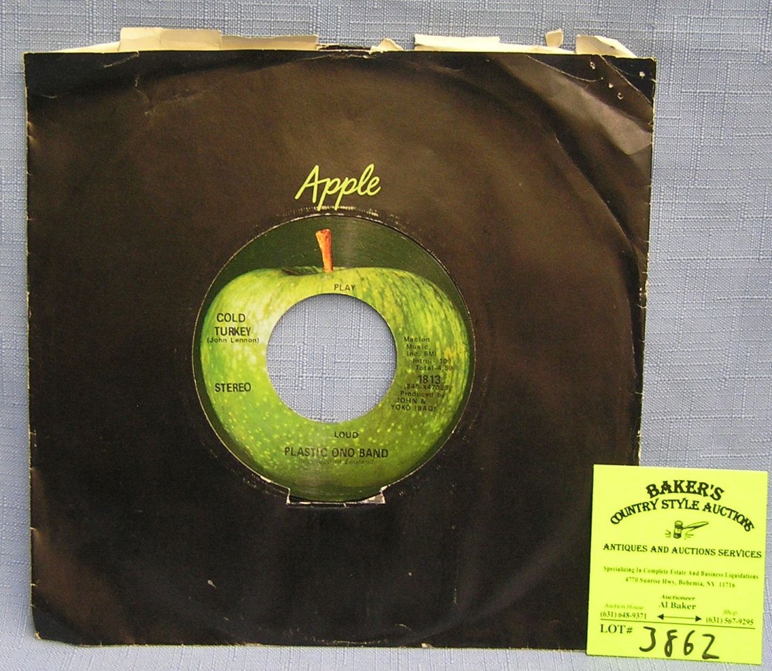 Vintage John and Yoko Ono record album on Apple Records: Vintage John and Yoko Ono 45 rpm record on Apple Records $15.00-$20.00
