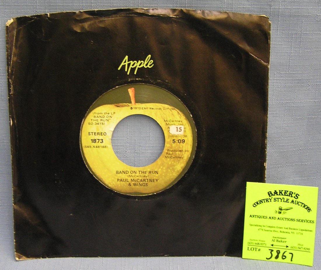 Vintage Paul McCartney and Wings record album on Apple: Vintage Paul McCartney and Wings 45 rpm record on Apple $15.00-$20.00