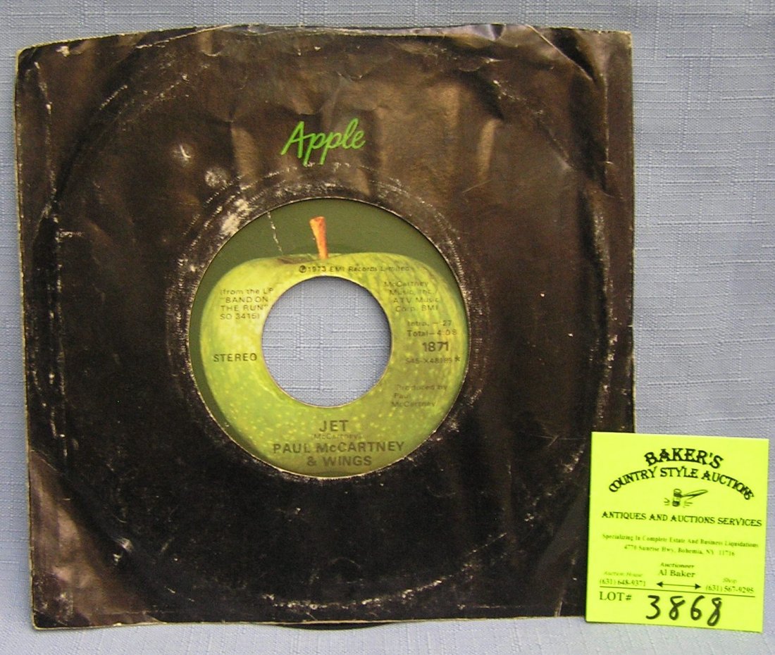 Vintage Paul McCartney and Wings record album on Apple: Vintage Paul McCartney and Wings 45 rpm record on Apple $15.00-$20.00