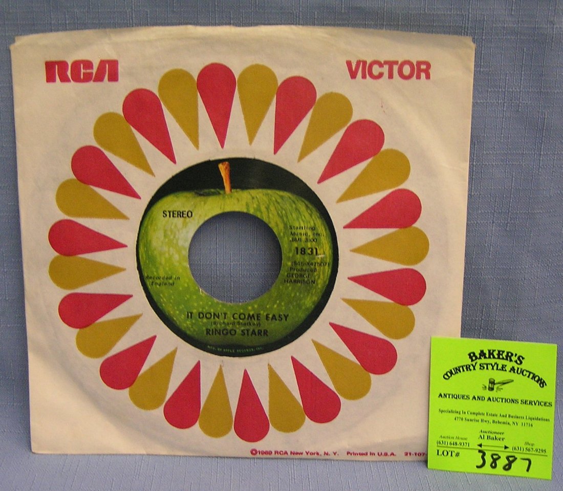 Vintage Ringo Star record album on Apple Record: Vintage Ringo Starr 45 rpm record on Apple Records $15.00-$20.00