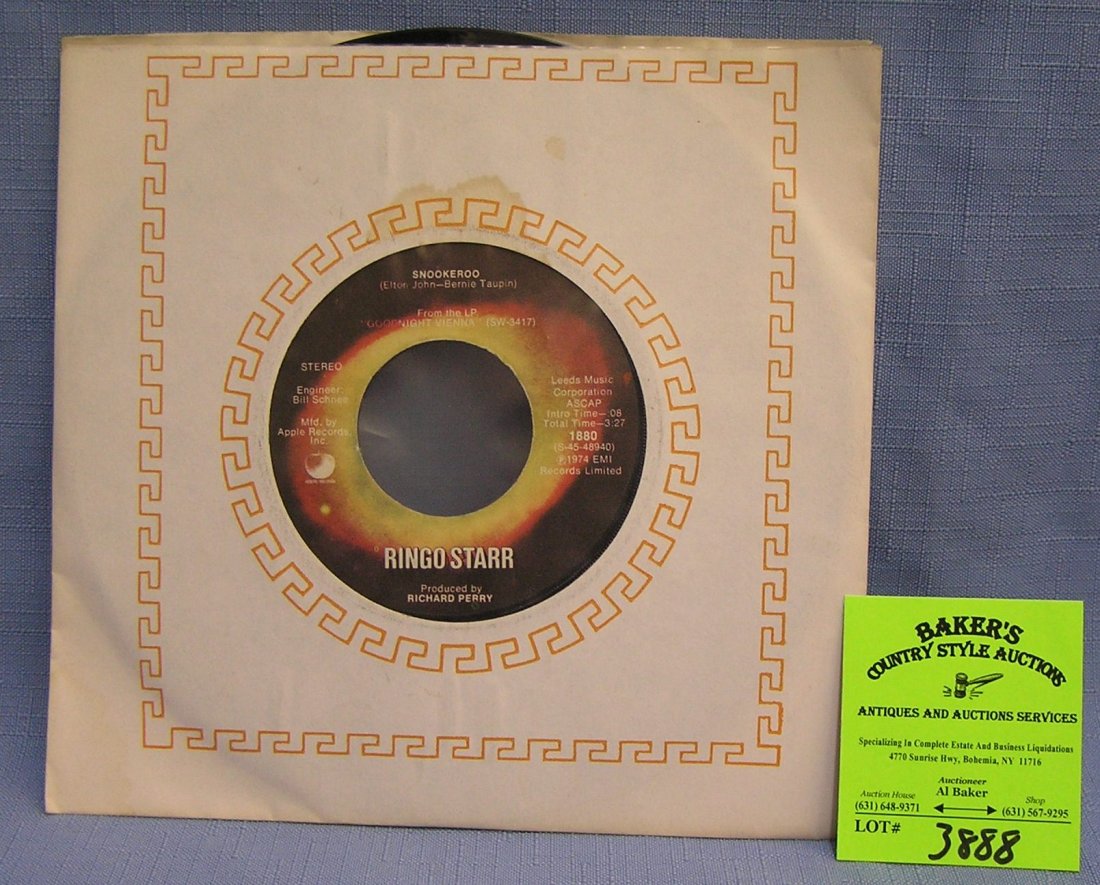 Vintage Ringo Star record album on Apple Record: Vintage Ringo Starr 45 rpm record on Apple Records $15.00-$20.00