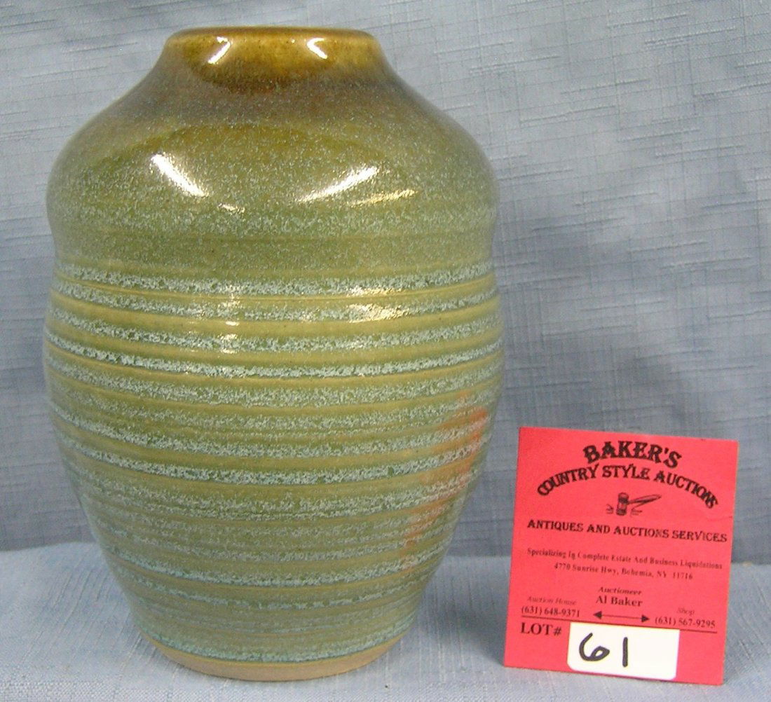 Artist signed Verschure handmade decorated earthenware: Artist signed Verschure handmade decorated earthenware vase est. value $40.00-$50.00