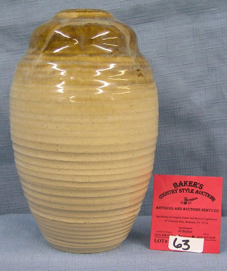 Artist signed Verschure handmade decorated earthenware: Artist signed Verschure handmade decorated earthenware vase est. value $40.00-$50.00