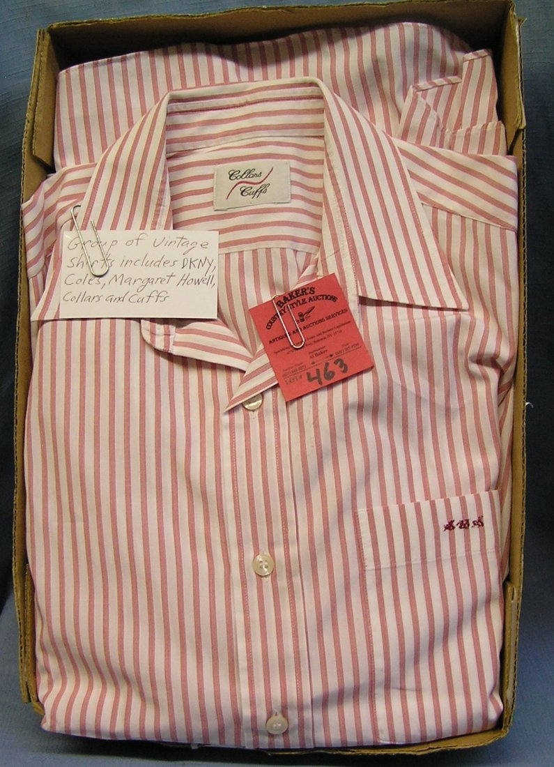 Vintage shirts includes DKNY, Koles, Margret Howles and: Group of vintage shirts includes DKNY, Koles, Margret Howles and collars and cuffs est. value $50.00-$60.00