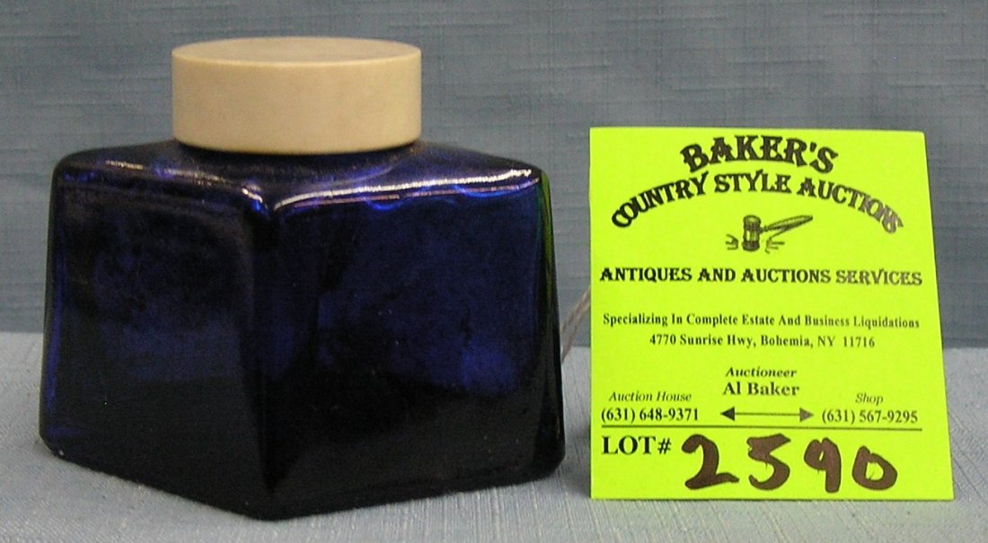 Early cobalt blue Parker fountain pen ink bottle: Early cobalt blue Parker fountain pen ink bottle circa 1930’s est. value $65.00-$75.00