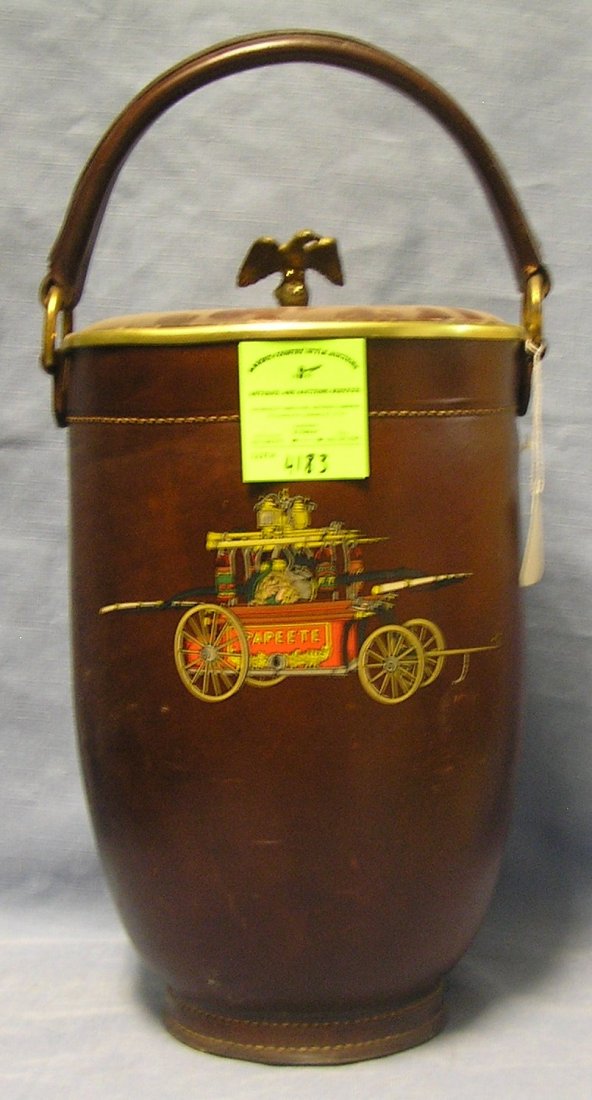Vintage leather fire department bucket: Vintage leather fire department bucket $225.00-$250.00