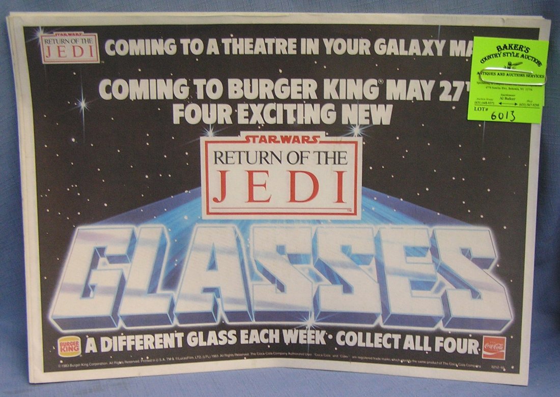 Large group of vintage Star Wars advertising placemats: Large group of vintage Star Wars advertising placemats sponsored by Burger King and Coca Cola $35.00-$40.00