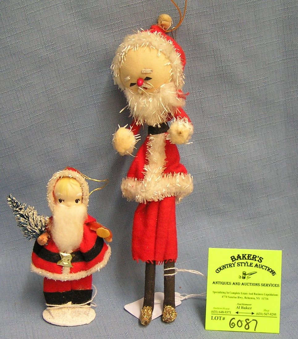 Pair of vintage Santa ornaments circa 1950/60’s: Pair of vintage Santa ornaments circa 1950/60’s $30.00-$35.00