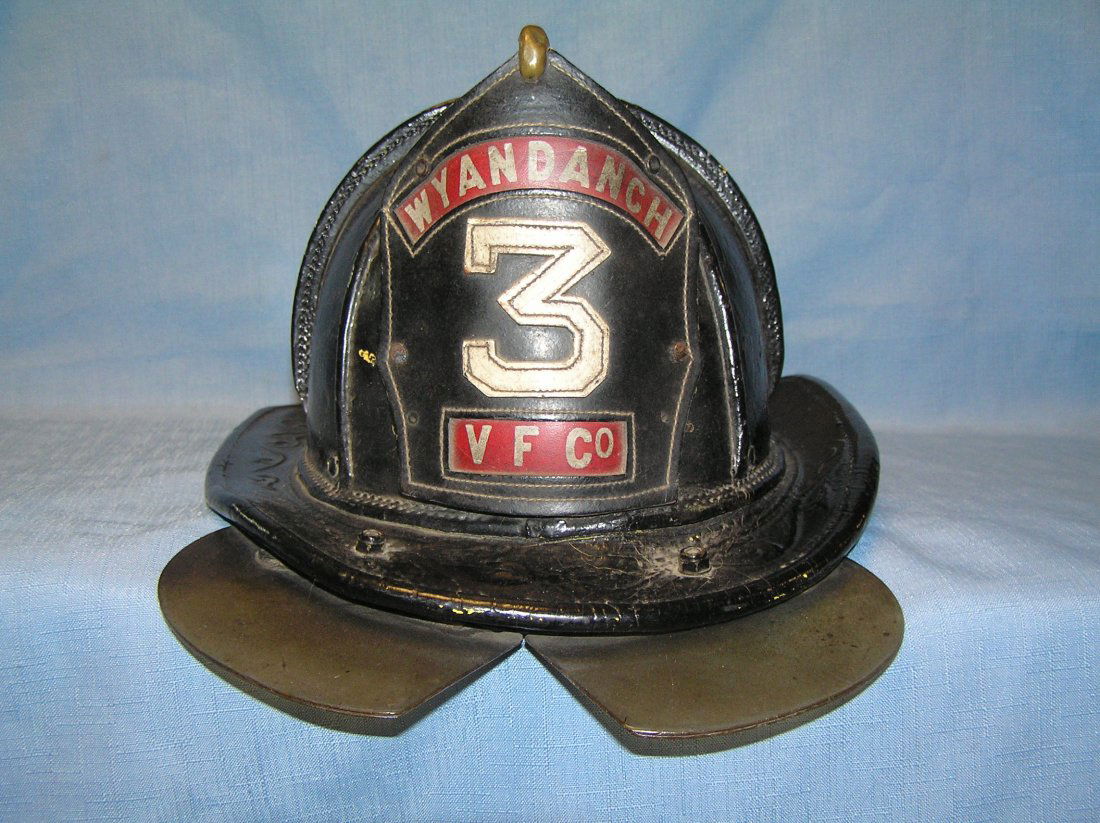 Early all leather Wyandanch NY Fire man helmet: Early all leather Wyandanch NY Fire man’s helmet excellent condition est. value $375.00-$450.00