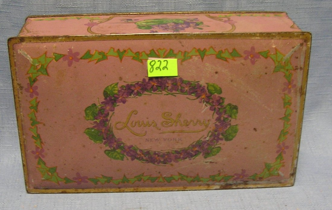 Antique Louis Sherry decorative tin candy box: Antique Louis Sherry decorative tin candy box $40.00-$50.00