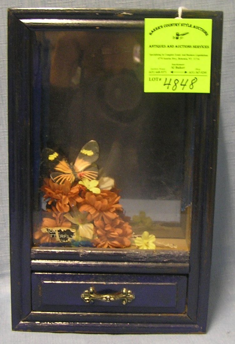 Wind up musical and mechanical butterfly and flower: Wind up musical and mechanical butterfly and flower diorama mechanical display box working good $150.00-$200.00