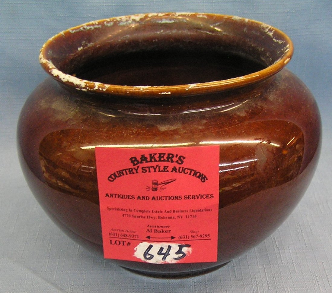 Antique stoneware spittoon/ chamber pot: Antique stoneware spittoon/ chamber pot est. value $40.00-$50.00