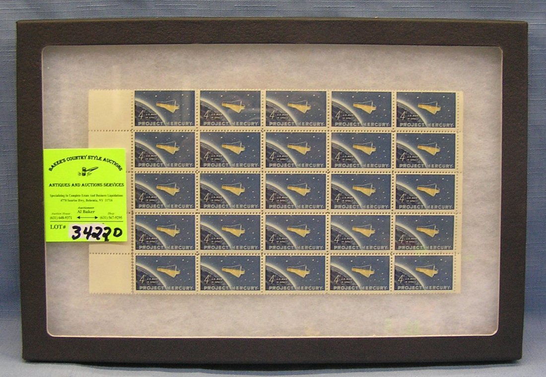 Vintage US Project Mercury uncut postage stamp sheet: Vintage US Project Mercury uncut postage stamp sheet est. value $50.00-$75.00