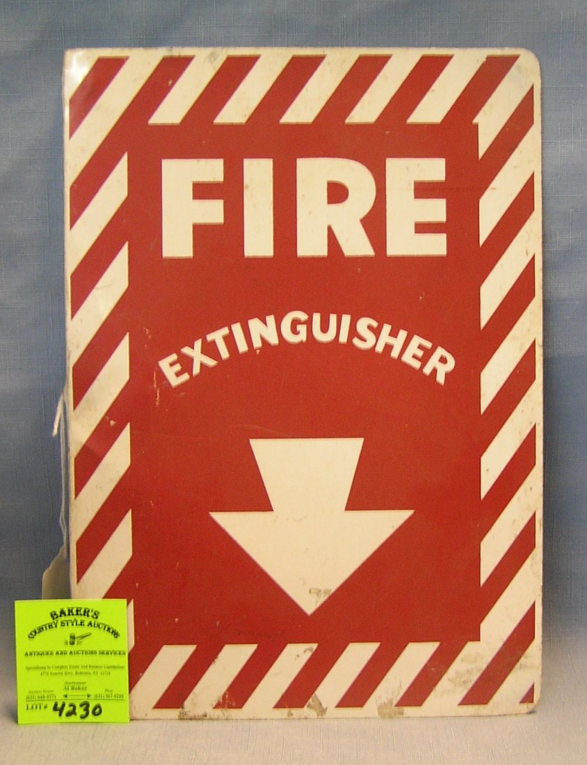 Vintage metal double sided fire extinguisher sign