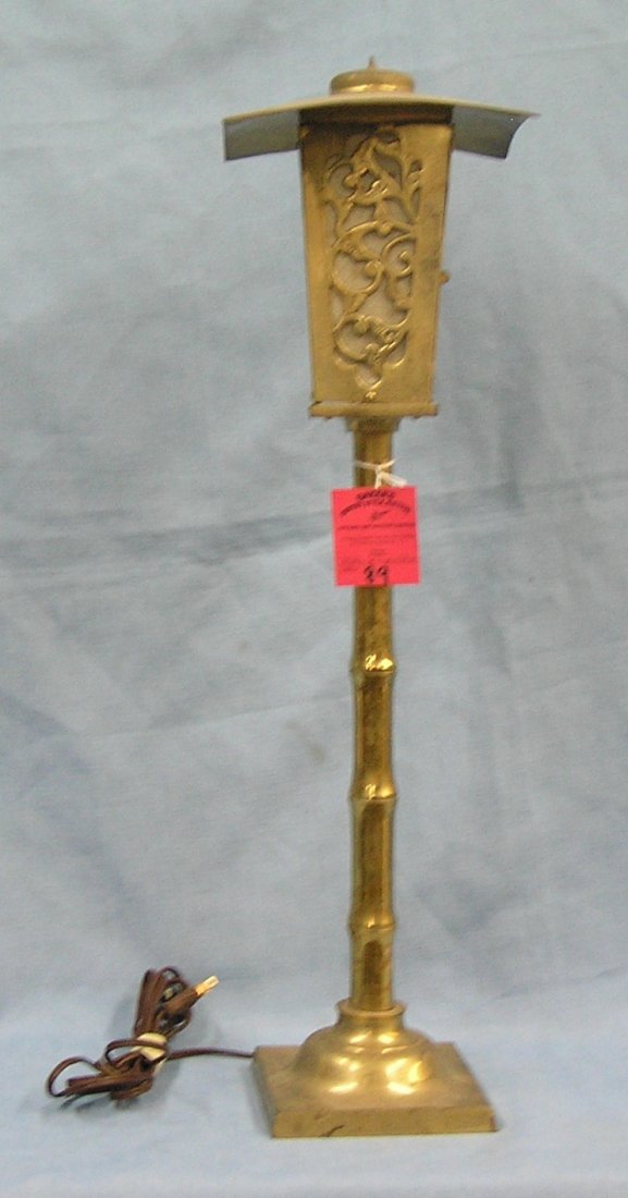Vintage solid brass street lamp shaped table lamp: Vintage solid brass street lamp shaped table lamp est. value $125.00-$150.00