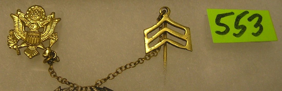 US Army stick pin and medal: US Army stick pin and medal est. value $15.00-$25.00