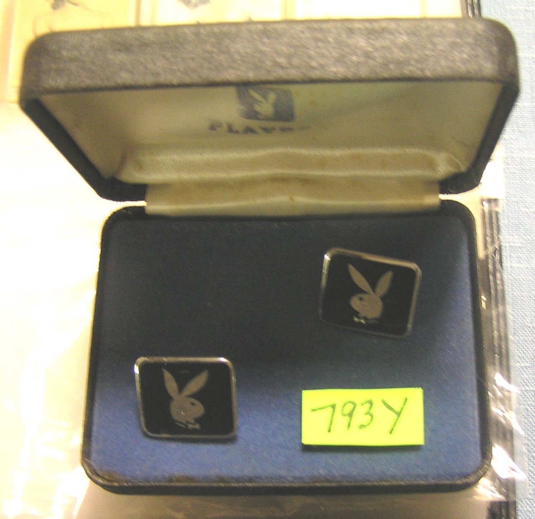 Pair of vintage playboy club cufflinks: Pair of vintage playboy club cufflinks with original box $65.00-$75.00