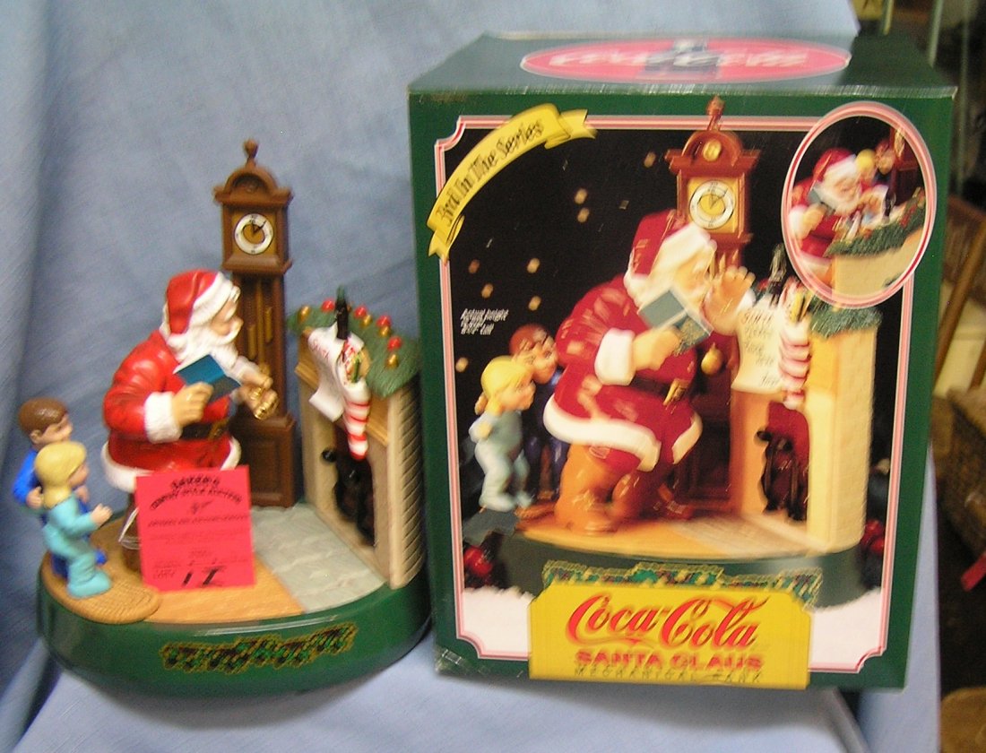 Vintage Coca Cola mechanical Santa Claus bank: Vintage Coca Cola mechanical Santa Claus mechanical bank with original box third in the series $125.00-$150.00