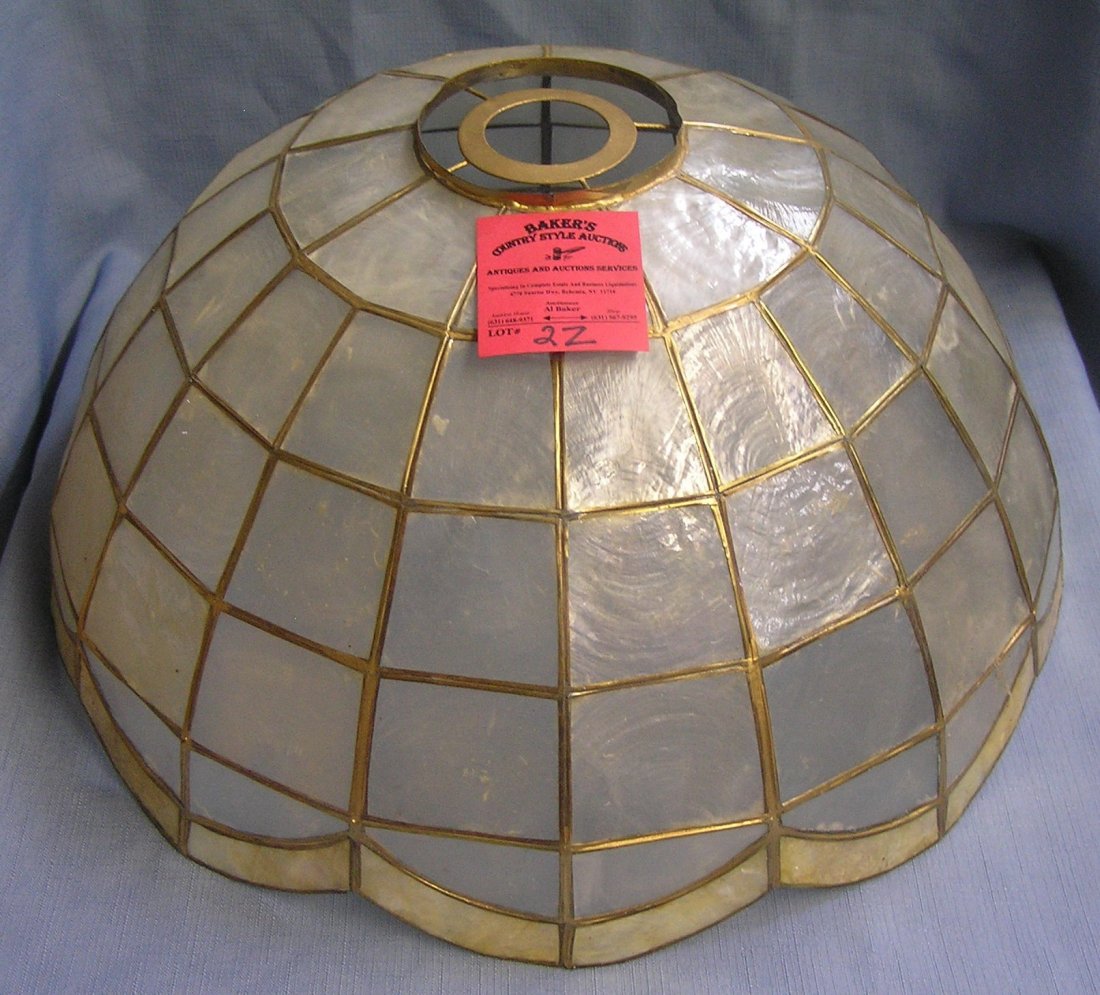 Vintage shell and brass lamp shade: Vintage shell and brass lamp shade est. value $50.00-$75.00