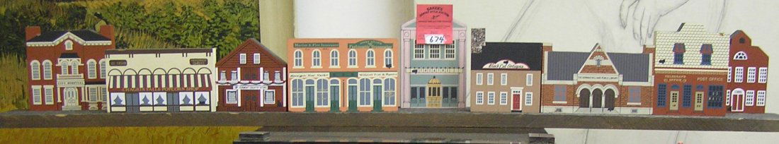 Hand painted wooden old fashion town diorama: Hand painted wooden old fashion town diorama est. value $30.00-$35.00