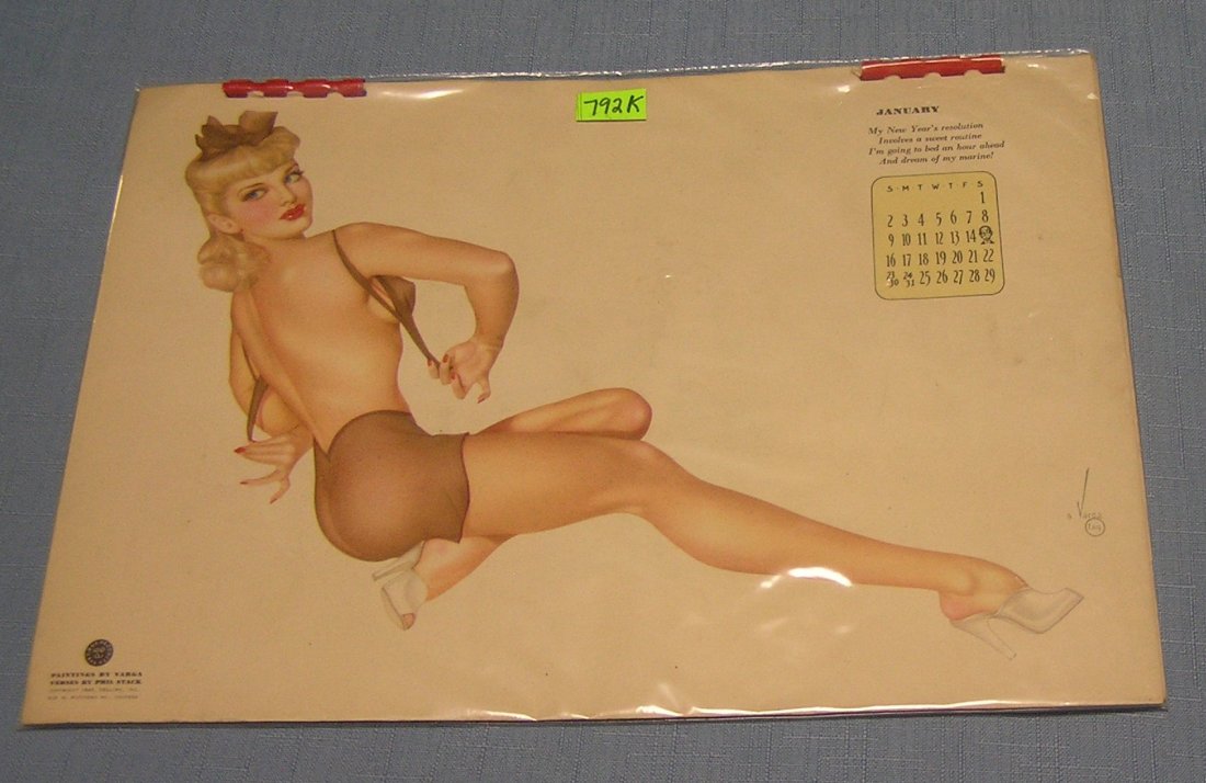 Great early 1943 Alberto Vargas pin-up calendar: Great early 1943 Alberto Vargas pin-up calendar $275.00-$300.00