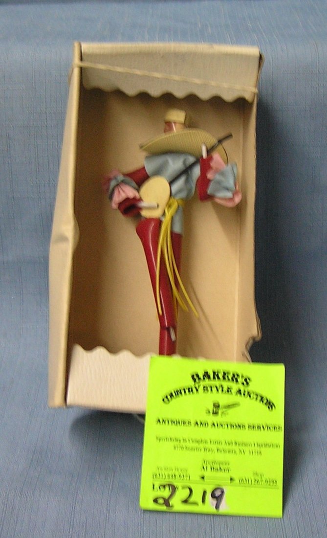 Handmade wood and decorative Mexican banjo player doll: Handmade wood and decorative Mexican banjo player doll est. value $15.00-$20.00