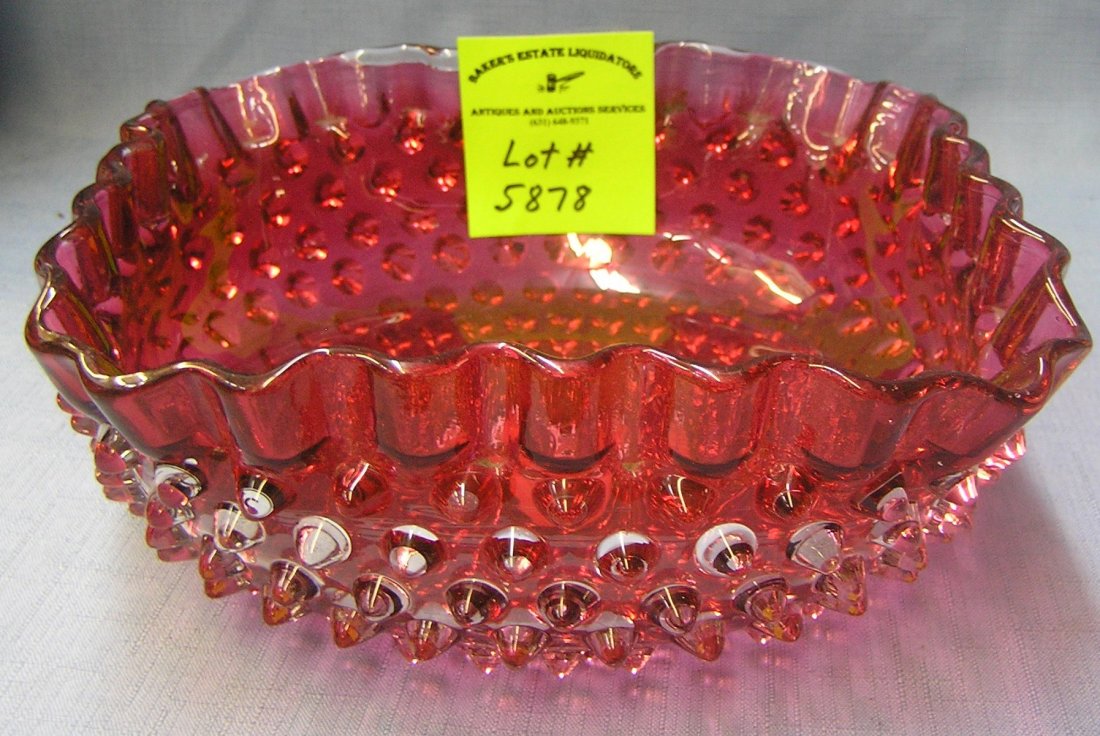 High quality ruby red hobnailed shaped serving bowl: High quality ruby red hobnailed shaped serving bowl $65.00-$75.00