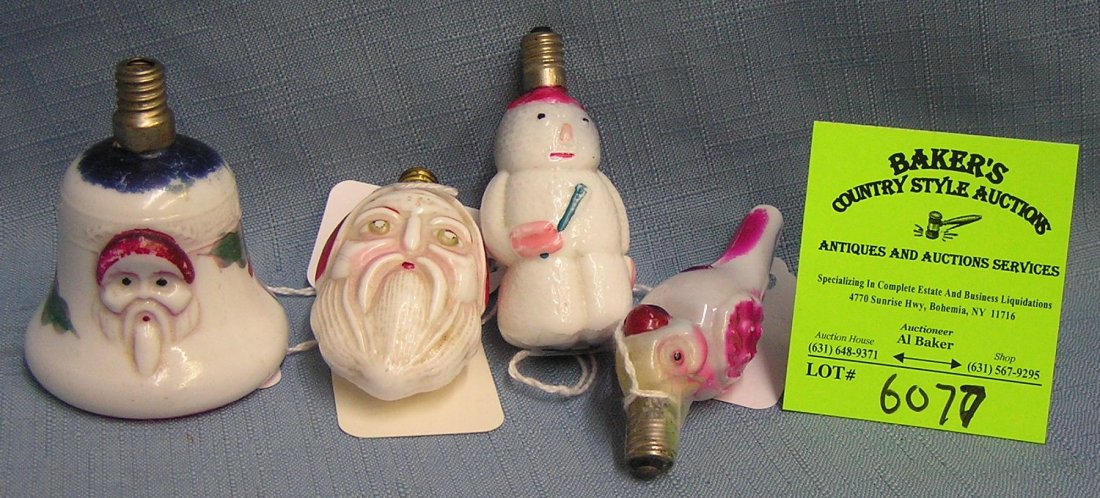 Group of great early antique figural Christmas lights: Group of great early antique figural Christmas lights $175.00-$200.00