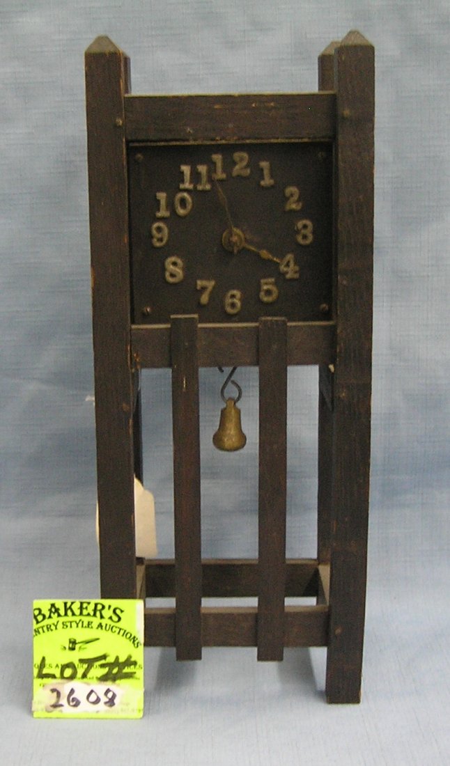 Antique oak mission style clock by Newhaven Clock: Antique oak mission style clock by Newhaven Clock Company circa 1920’s est. value $150.00-$200.00