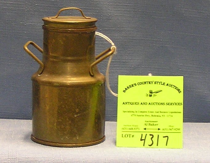 Brass antique style milk can with cover: Brass antique style milk can with cover $15.00-$20.00