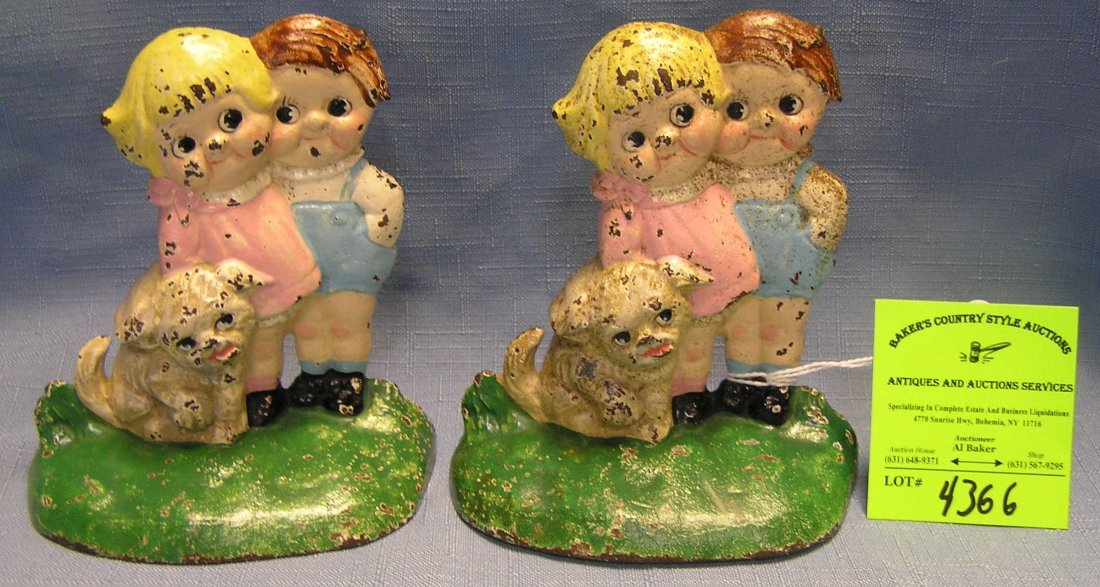 Pair of early Campbell kids hand painted cast iron: Pair of early Campbell kids hand painted cast iron bookends extremely rare circa 1930’s $400.00-$500.00