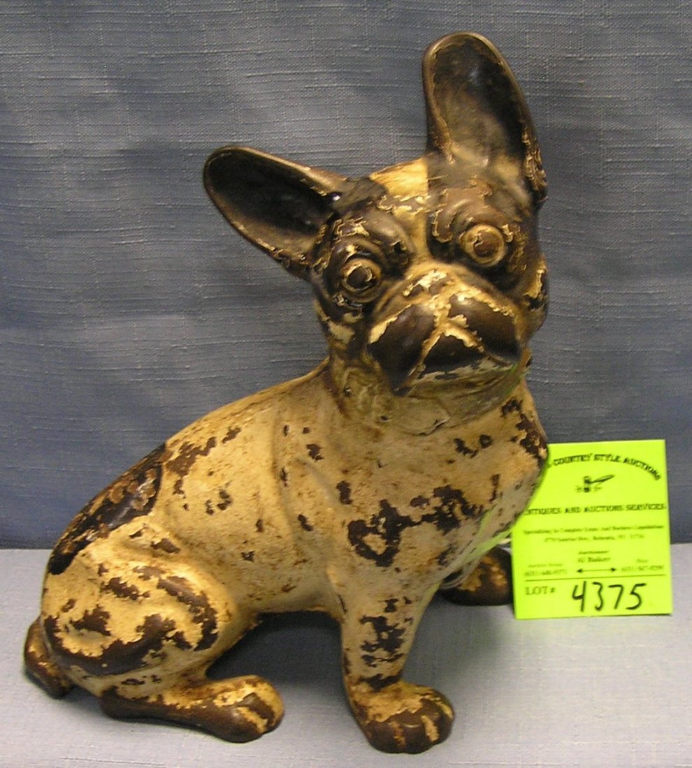 Antique cast iron Boston terrier doorstop by Hubbley: Antique cast iron Boston terrier doorstop by Hubbley circa 1930’s $275.00-$300.00