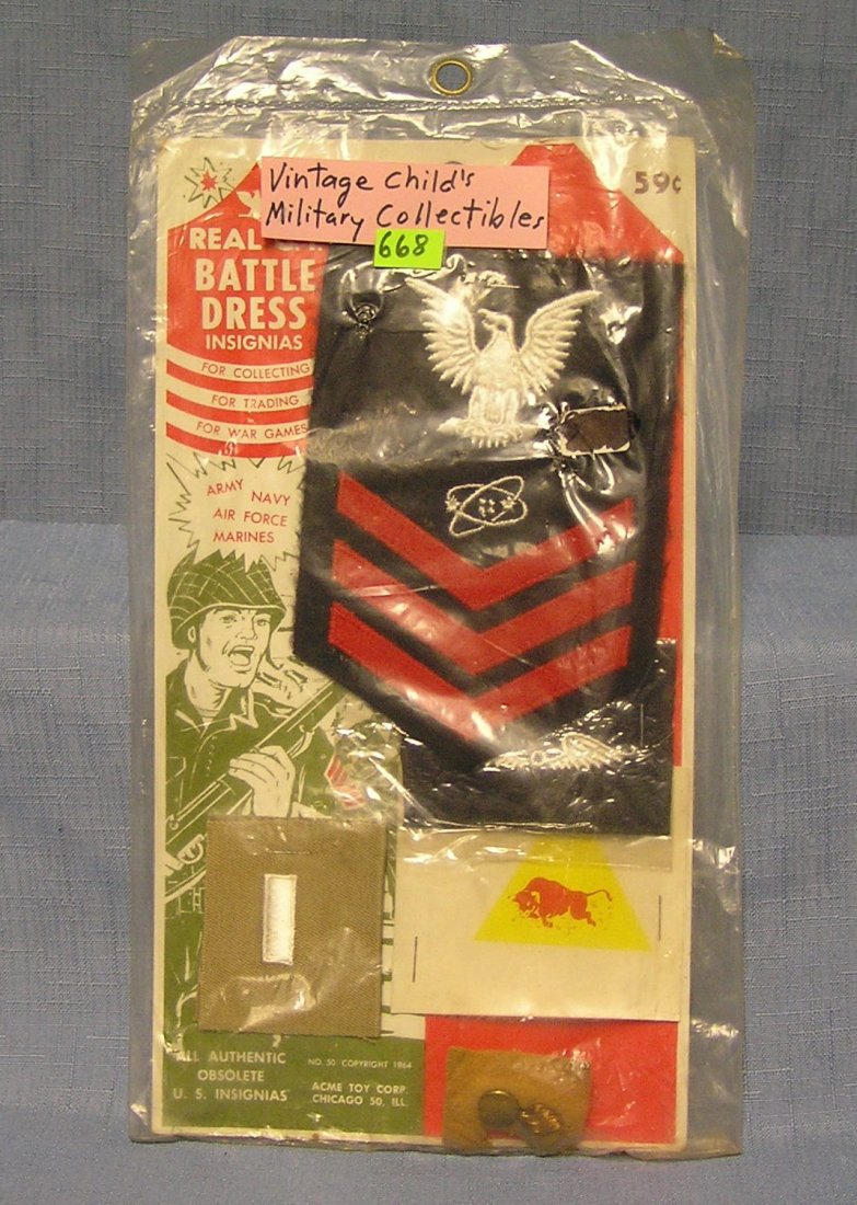 Childs military collectibles mint on card: Collection of vintage Childs military collectibles mint on card in original bag est. value $25.00-$30.00