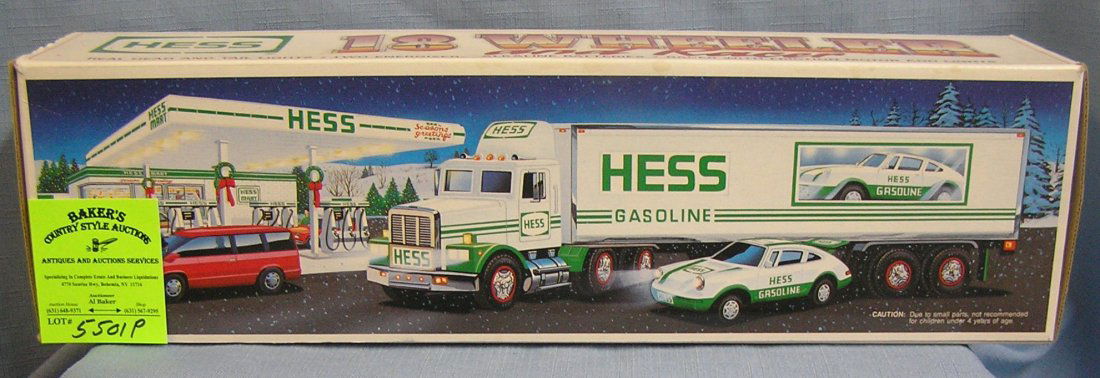 Vintage HESS 18 wheeler tractor trailer and race car: Vintage HESS 18 wheeler tractor trailer and race car mint in original box $50.00-$60.00