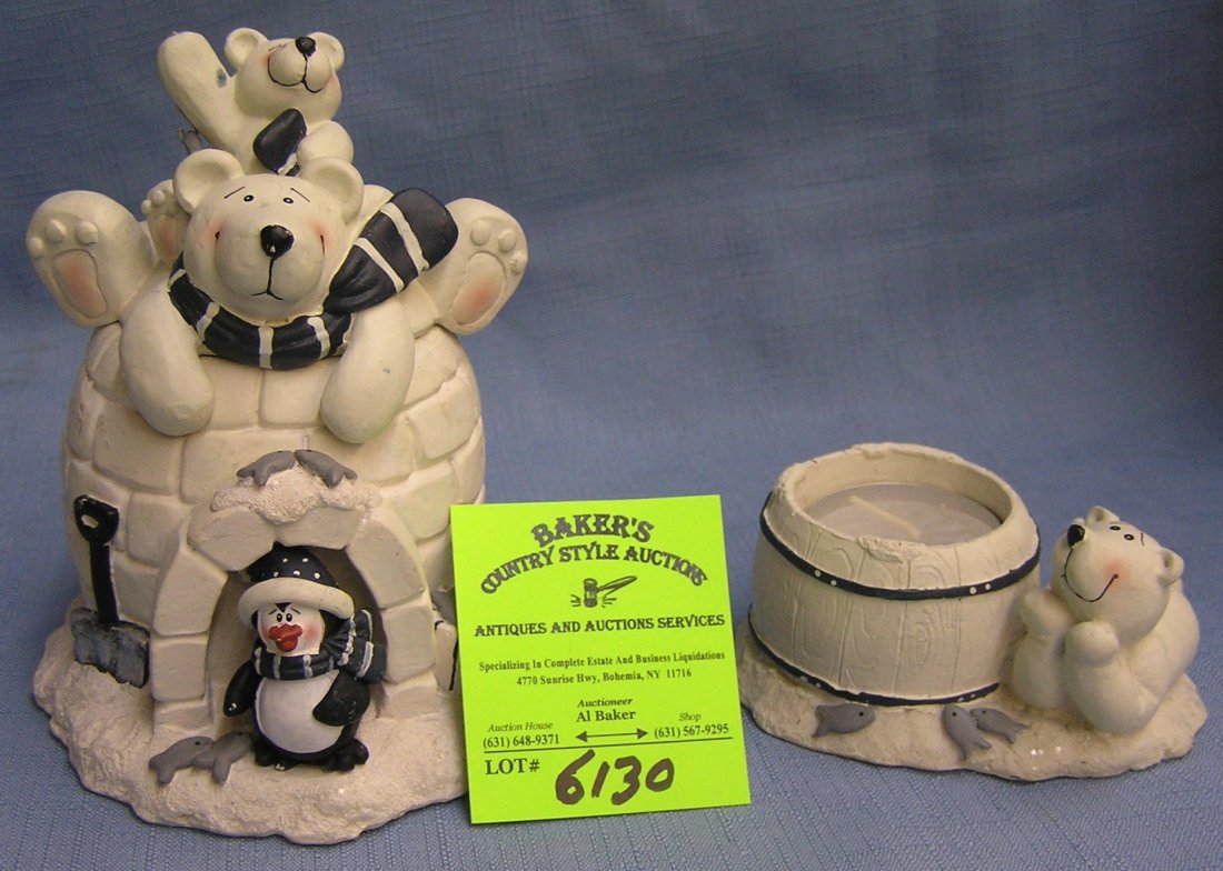 Pair of polar bear figural candle holders: Pair of polar bear figural candle holders $25.00-$35.00