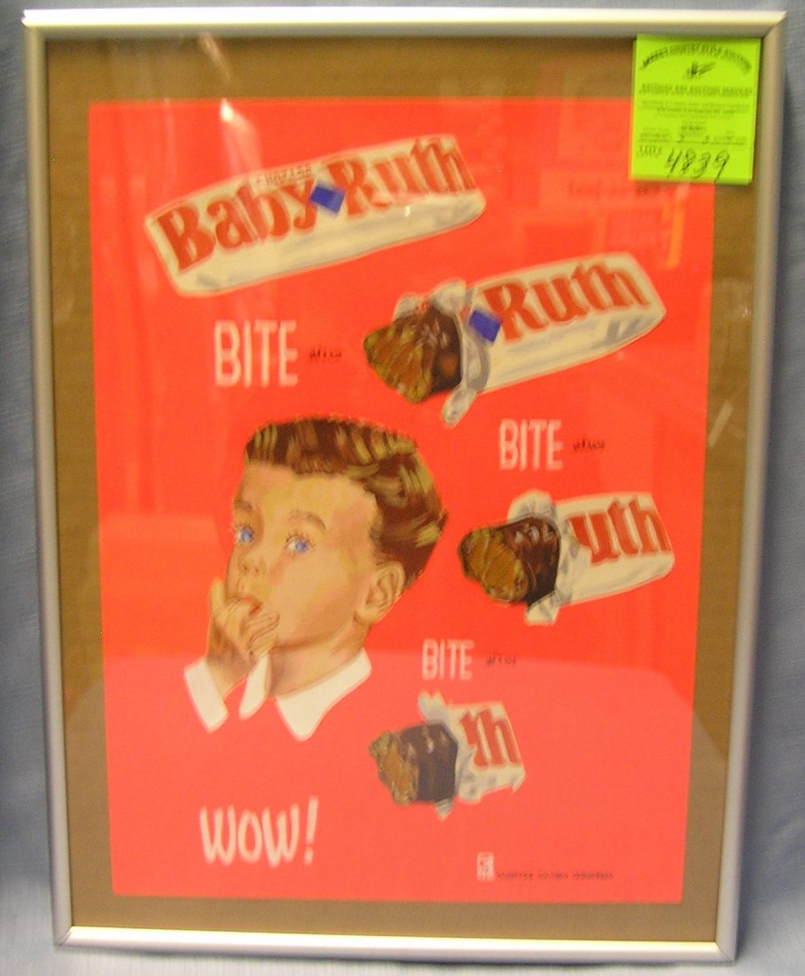 Baby Ruth hand drawn advertising proof display piece: Early WWII era original Baby Ruth hand drawn advertising proof display piece by Curtis Candy Company $250.00-$300.00