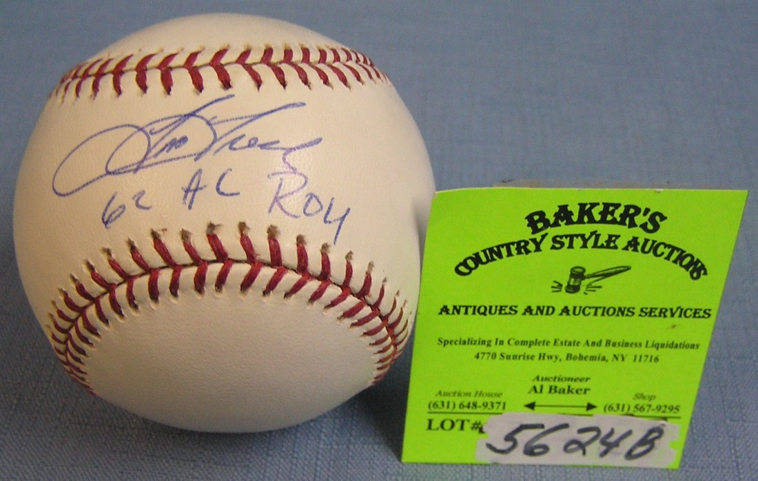 Autographed Tom Thresh baseball: Autographed Tom Thresh baseball high quality rawling ball signed on the sweet spot with certification $75.00-$100.00