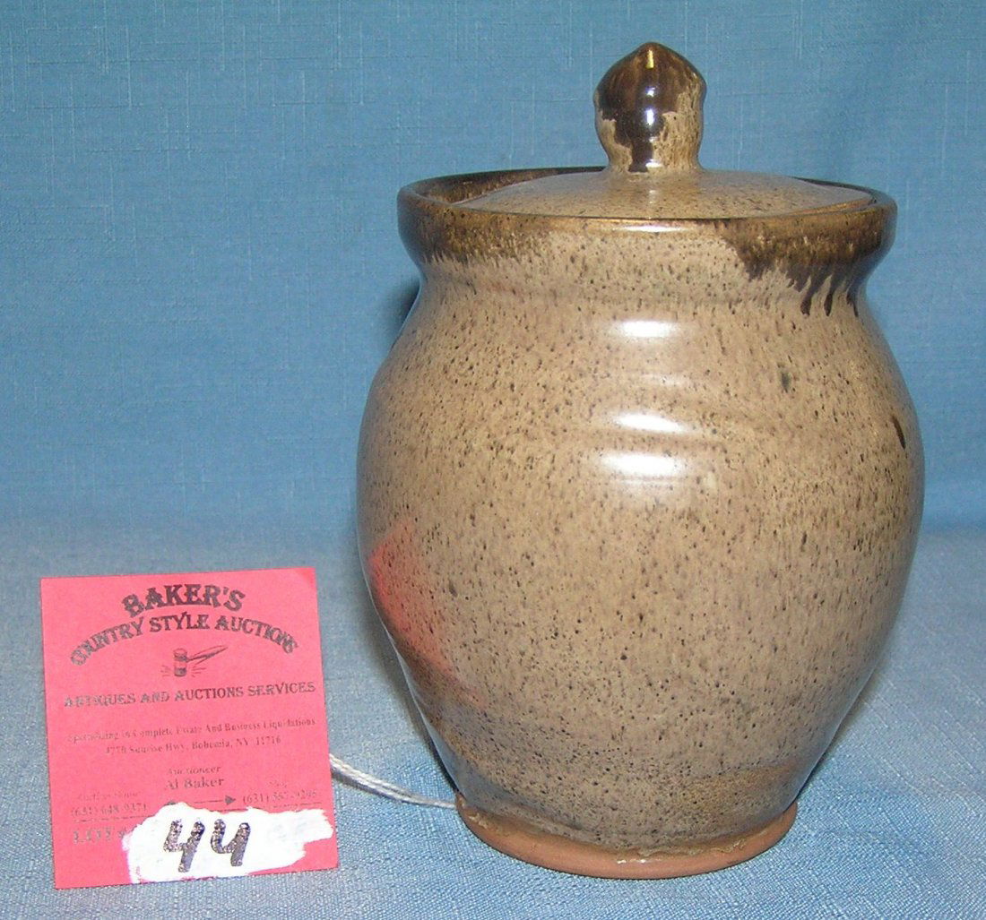 Glazed earthenware covered jar: Glazed earthenware covered jar