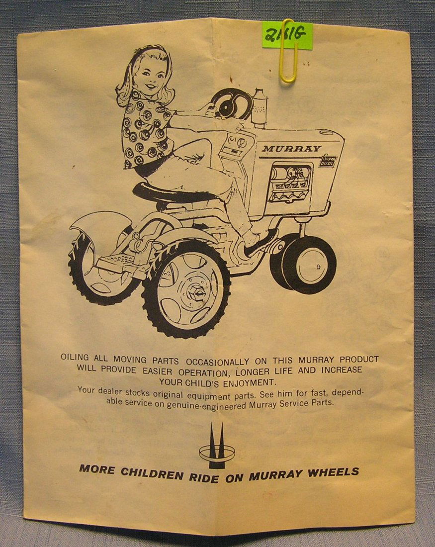 Original Murray pedal tractor ride on toy instructions: Original Murray pedal tractor ride on toy instructions booklet est. value $25.00-$30.00