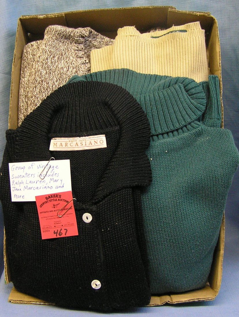 Vintage sweaters includes Ralph Lauren, Mary Jane,: Group of vintage sweaters includes Ralph Lauren, Mary Jane, Marcasino and more est. value $50.00-$60.00