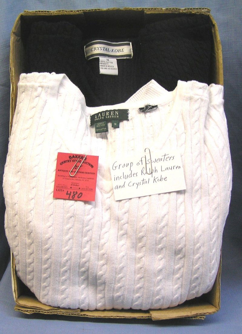 Vintage sweaters includes Ralph Lauren and Crystal Kobe: Group of vintage sweaters includes Ralph Lauren and Crystal Kobe est. value $50.00-$75.00