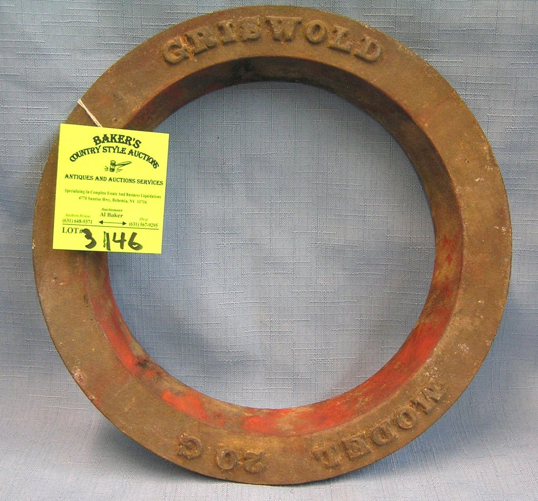Griswold number 20G waffle iron stand: Antique cast iron Griswold number 20G waffle iron stand est. value $40.00-$50.00