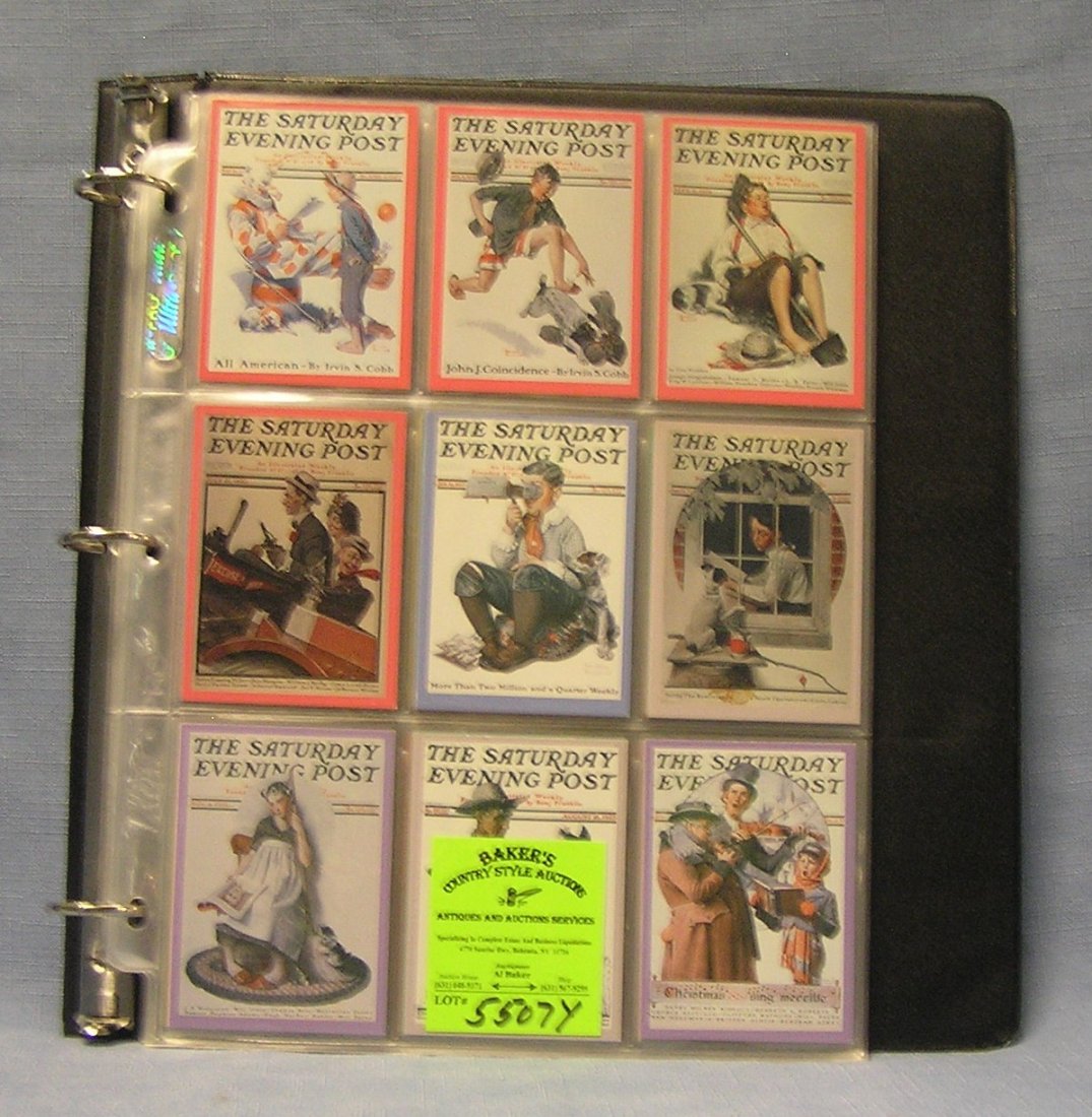Norman Rockwell Saturday Evening Post cards: Collection of Norman Rockwell Saturday Evening Post nonsport collector's cards, 90 cards with binder est. value $65.00-$75.00