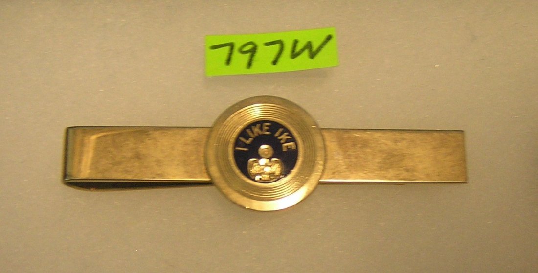 I like Ike Eisenhower campaign tie clasp: Early gold plated I like Ike Eisenhower campaign tie clasp $100.00-$125.00