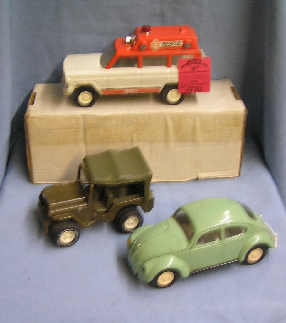 Group of 3 vintage Tonka toy vehicles: Group of 3 vintage Tonka toy vehicles includes a Jeep, Volkswagen and a rare ambulance est. value $100.00-$125.00