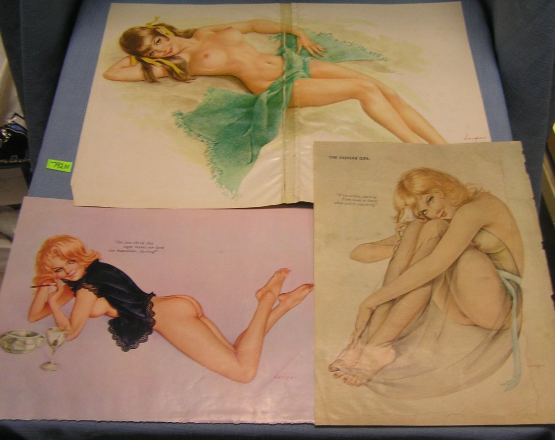 Group of three Vargas pin ups: Group of three Vargas pin ups $30.00-$40.00